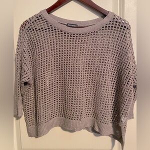 Express cropped open knit top with silver thread